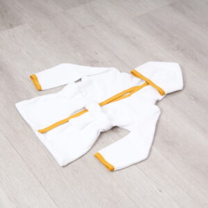 Bata de Baño para Bebé - Blanca con Detalles Amarillos